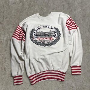 Vintage Y2K baseball hall of fame sweater White and Red Men's Sweater